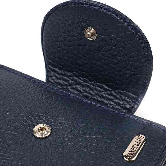 Зручне жіноче портмоне середнього розміру з натуральної шкіри CANPELLINI 21809 Синє Київ