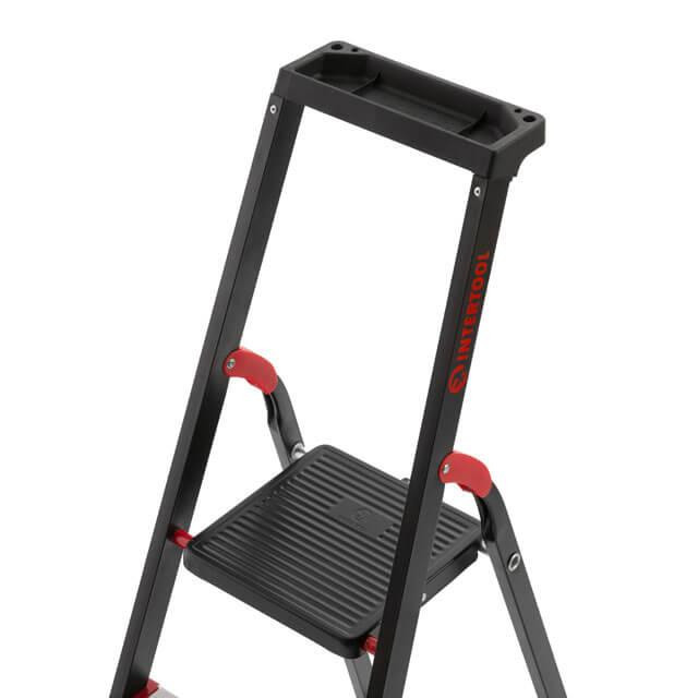 Драбина сталева, 4 сходинки, лоток для інвентарю, висота: 1350 мм, висота: висота до платформи: 850 мм, 150 кг INTERTOOL LT-0054 Киев - изображение 14