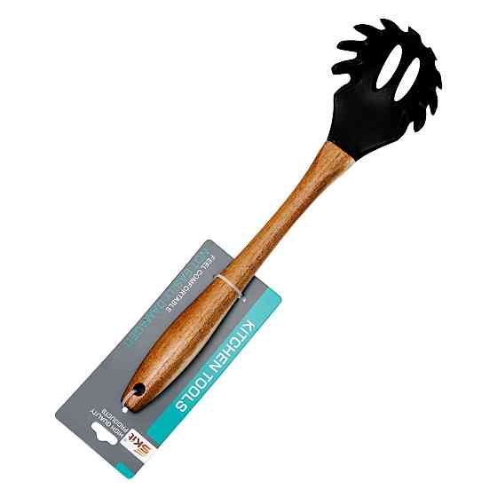 Силіконова ложка для спагетті з дерев'яною ручкою Київ