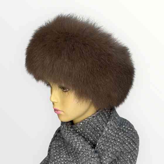 Хутряна пов'язка на голову жіноча з песця Коричневий Харків