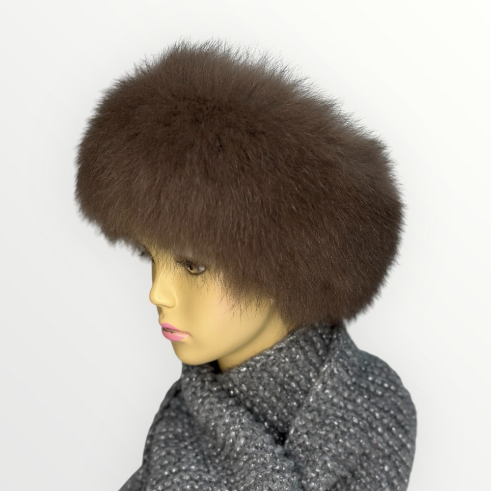 Меховая повязка на голову женская песцовая Коричневый Харьков - изображение 3
