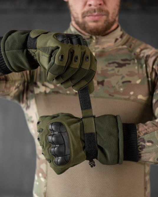 Зимові рукавички, олива, теплі на хутрі, ВТ7628 Одеса - фото 5