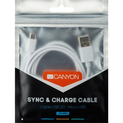 Дата кабель USB 2.0 AM to Micro 5P 1.0m White Canyon (CNE-USBM1W) Винница - изображение 2