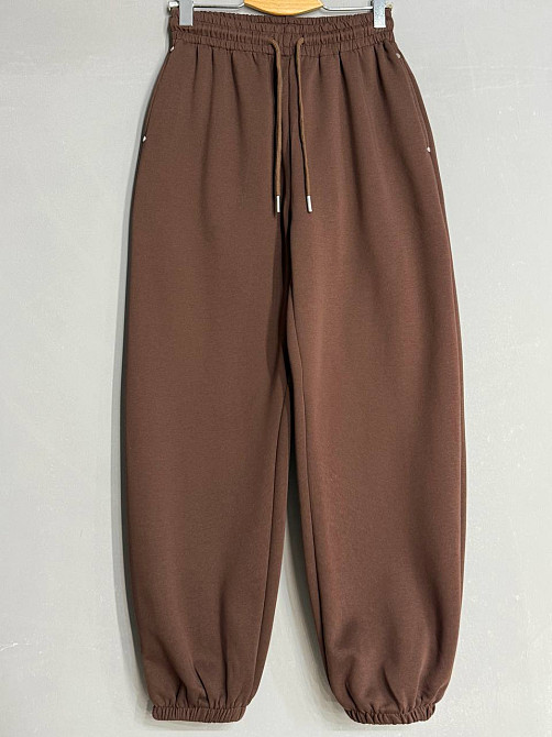Штани жіночі A-N 27090 джогери спортивні на резинці трикотажні коричневі, коричневий, L Київ - фото 15