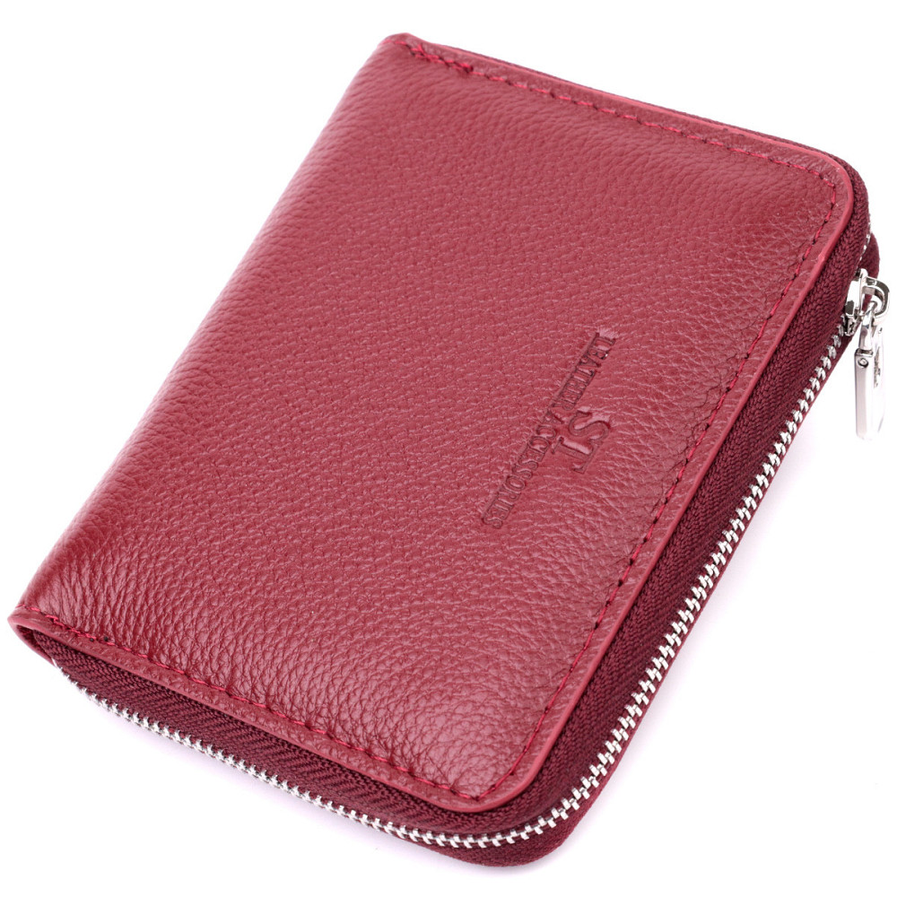 Жіночий шкіряний гаманець на блискавці, бордовий (ST Leather) Київ - фото 11