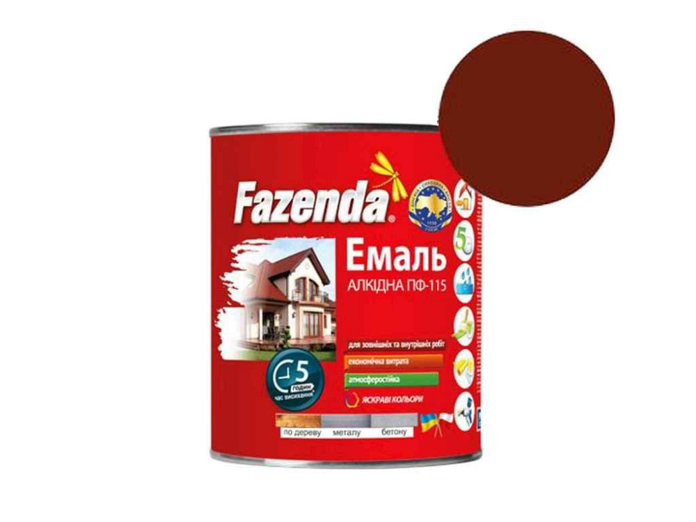 Емаль алкідна ПФ-115 Червоно-коричневий 2,8кг ТМ FAZENDA   Solmir Київ - фото 1