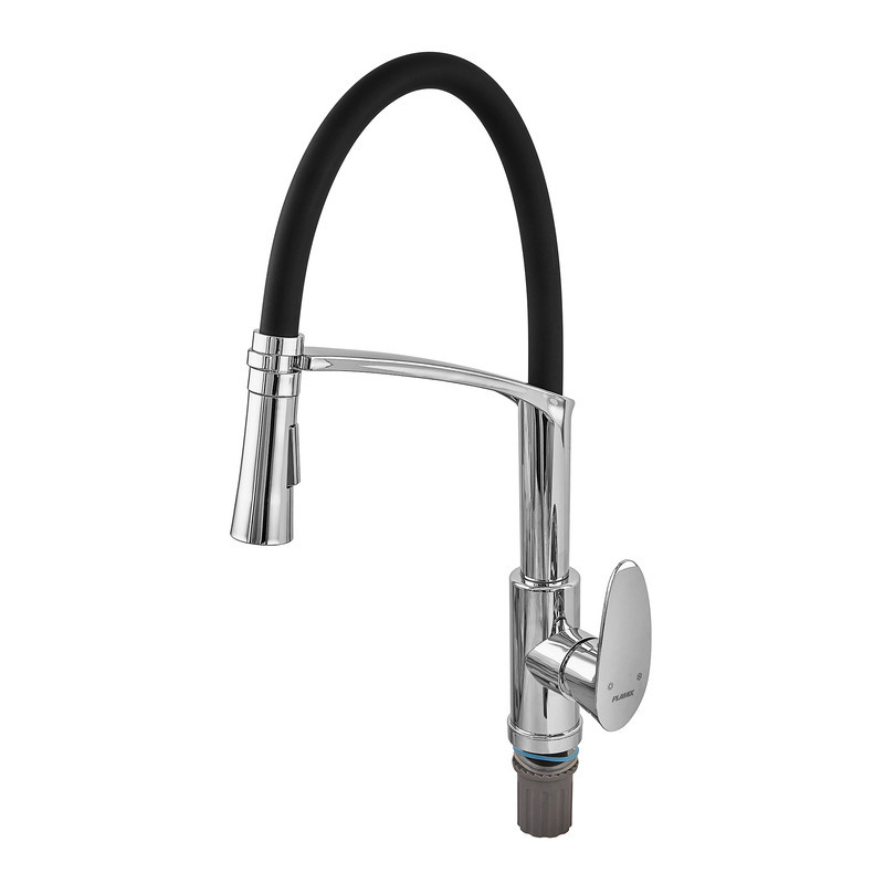 Змішувач для кухні Plamix Cezar-017 Set Chrome Refl.Black з силіконовий виливом (з підведенням) (PM0741)   ( 22982 ) Харків - фото 7