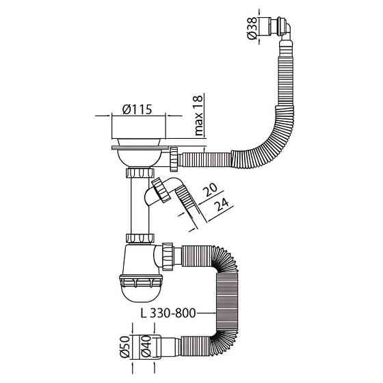 Сифон для кухні Mixxus SK-06-BL 3 1/2