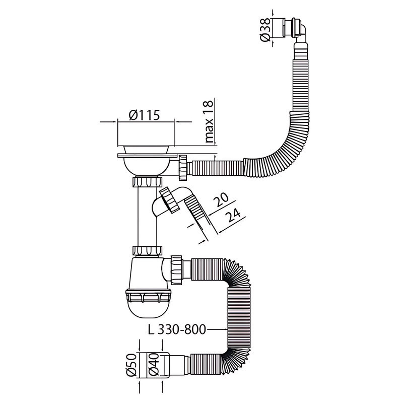 Сифон для кухні Mixxus SK-06-BL 3 1/2"x40 з пластиковою сіткою, відведенням для пральної машини ( 14989 ) Харків - фото 2