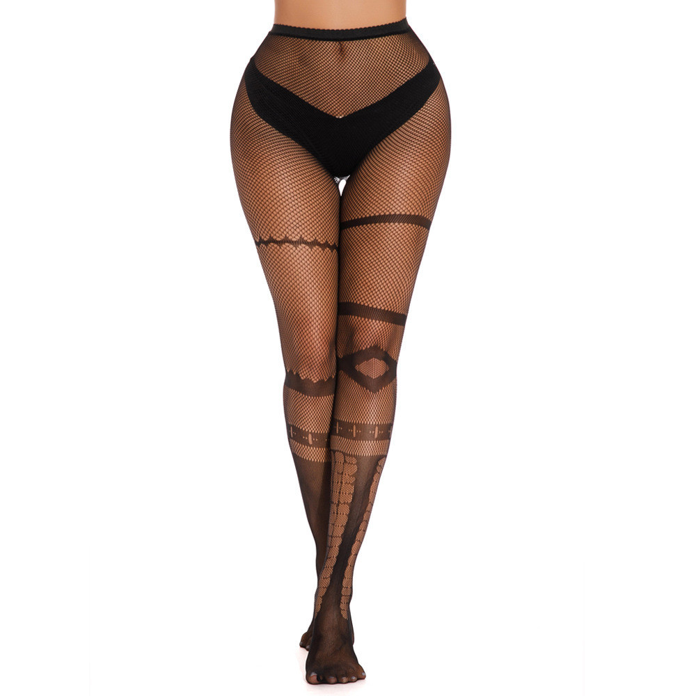 Колготки в сетку геометрические женские one size черный Киев - изображение 1