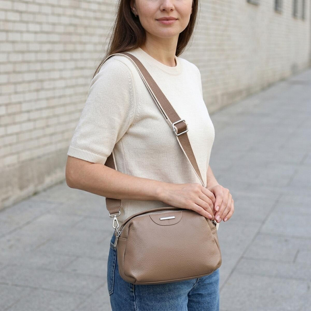 Сумка на кожен день із двома відділеннями з натуральної шкіри Vintage 22594 Бежевий Київ - фото 12