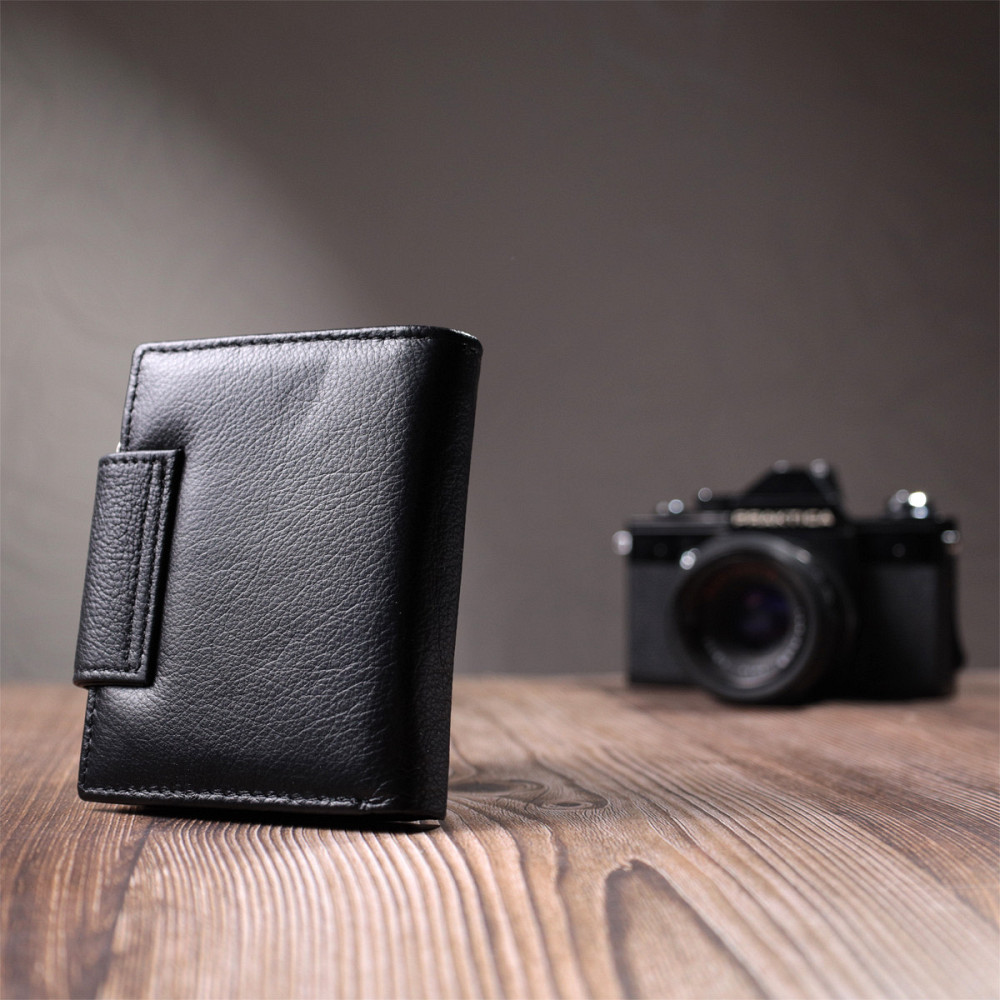 Вертикальний гаманець для жінок із натуральної шкіри ST Leather 22703 Чорний Київ - фото 11