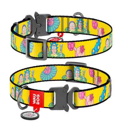 Ошейник для животных WAUDOG Nylon c QR паспортом "Рик и Морти 1" металлическая пряжка-фастекс XXL (4535-0280) Винница