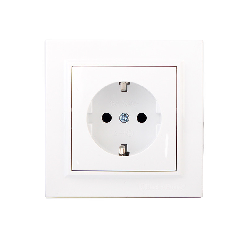 Розетка із заземленням, 16А, термопластик, Enzo  білий Дніпро - фото 1