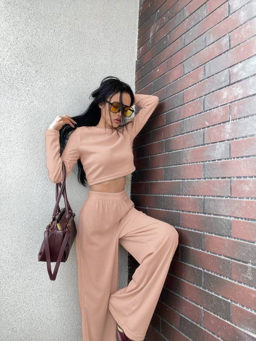 Женский костюм штаны с лонгсливом Черный 46/48 Харьков - изображение 2