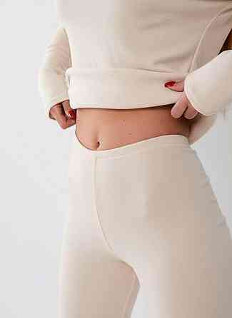 Жіноча повсякденна термобілизна хб джерсі на флісі Молочний, L-XL Одеса