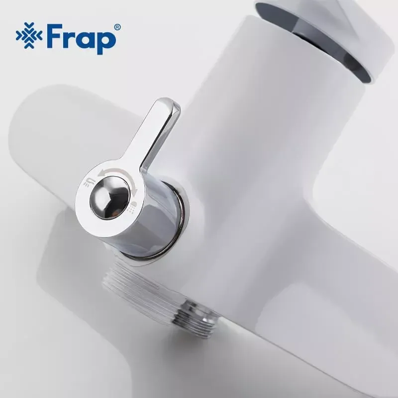 Змішувач для ванни з душовим гарнітуром Frap F2245 білий/хром Київ - фото 5