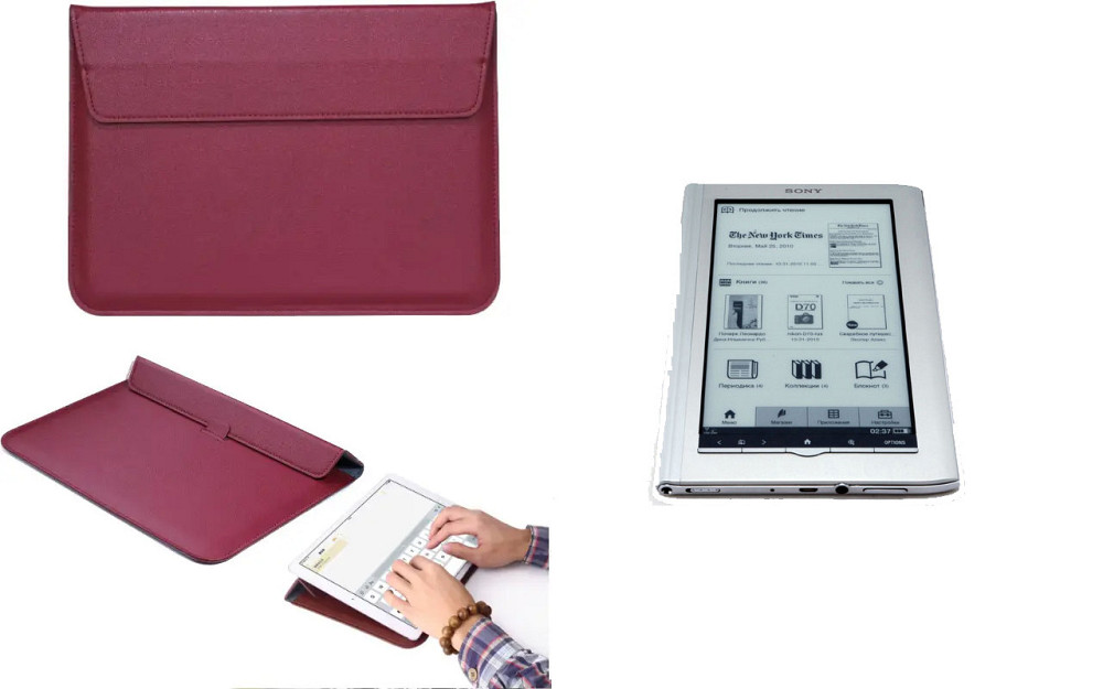 Чехол-конверт VitoCase для SONY PRS-950, с функцией подставки для книги Бордовый Киев - изображение 1