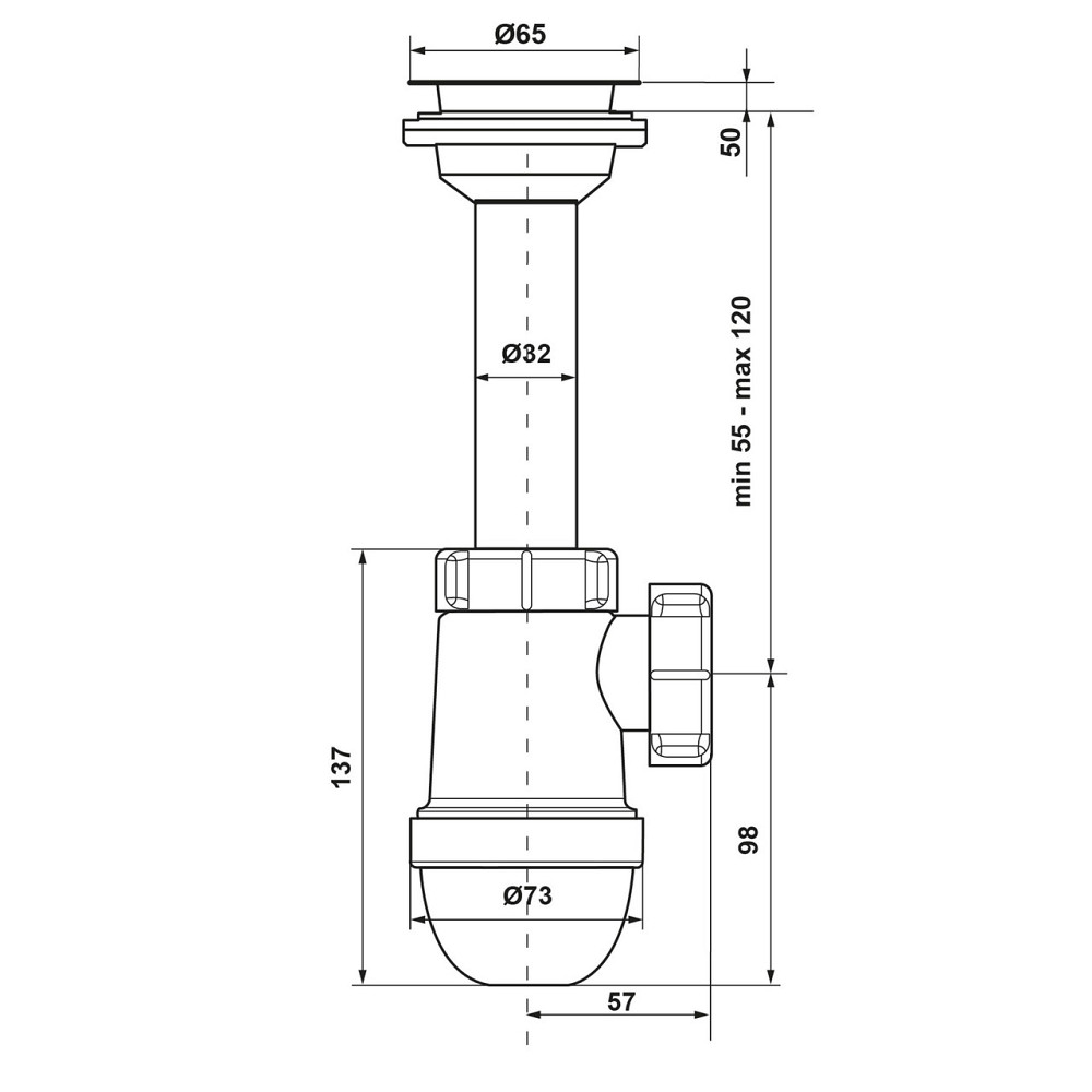 Сифон OPTIMUM 11/4″*40 для умывальника c литым выпуском и гофротрубой 40*40/50 OPTI 12043 Киев - изображение 8