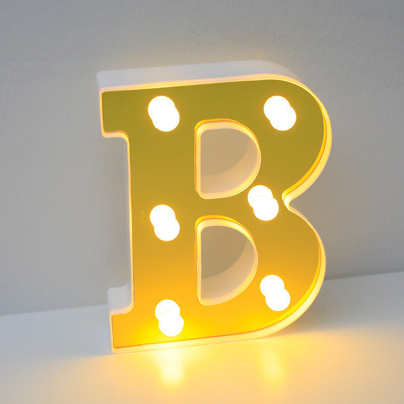 Об'ємна літера В led маленька 16 на 14 см золотистий Київ - фото 1