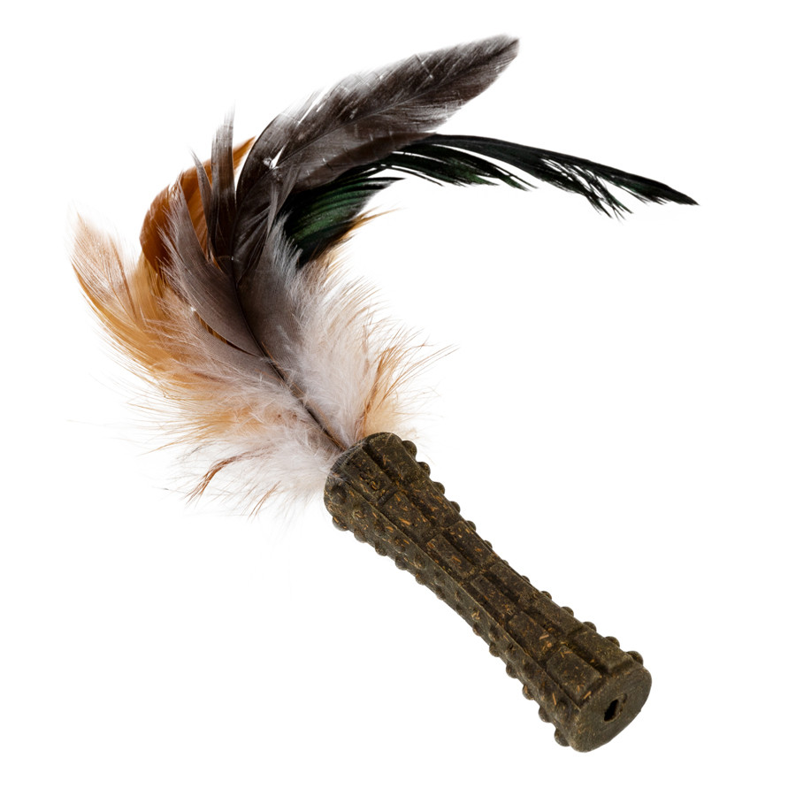 Іграшка для котів Спресована котяча м'ята з пером GiGwi Johnny stick, перо, котяча м'ята, 8 см Коломия - фото 1