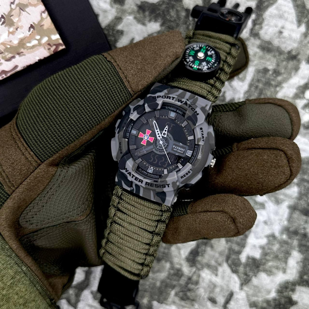 Patriot 005CMGYSU ЗСУ Сірий камуфляж Паракордовий ремінець Army Green + Коробка SBR Киев - изображение 3