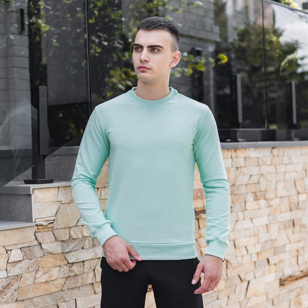 Світшот чоловічий однотонний ментоловий Pobedov 001 Київ - фото 3