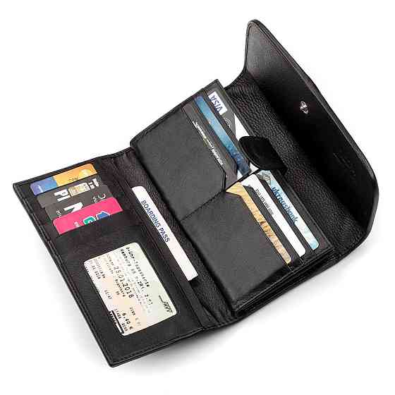 Гаманець жіночий STINGRAY LEATHER 18103 з натуральної шкіри морського ската Чорний Київ