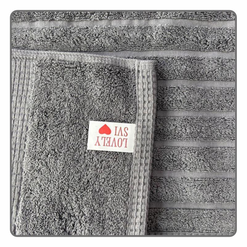 Набор 2 жаккардовых полотенца Lovely Svi для ванной, гостиниц, в подарок, 70 х140 см Oxford Stripe темно-серый Киев - изображение 3