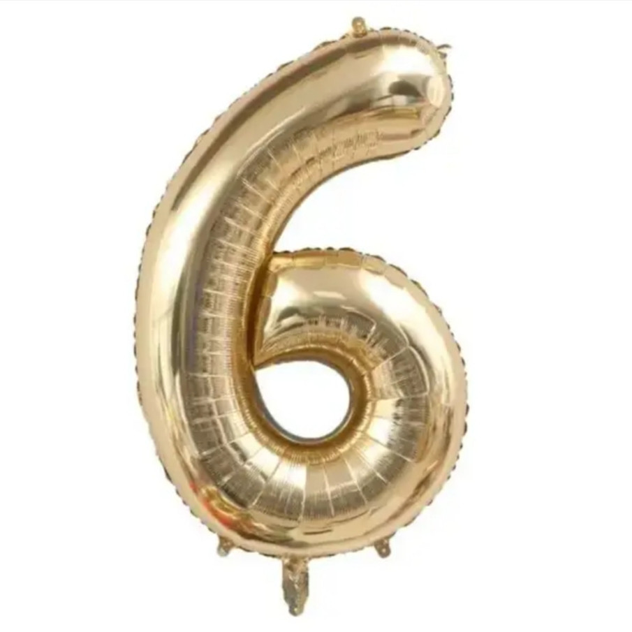 Цифра фольгована 6 біле золото 80 см Київ - фото 1