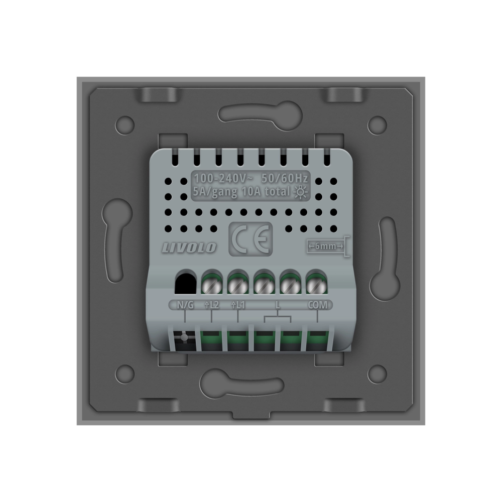 LIVOLO Розумний сенсорний прохідний/перехресний IP вимикач 2 сенсора Livolo сірий скло (VL-M7FC Коломия - фото 7