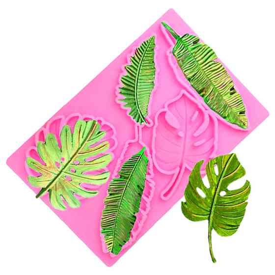 Молд силіконовий Листя 195 на 122 мм рожевий Київ