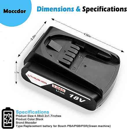 Аккумулятор Moccdor для электроинструмента Bosch 18V 3000mAh PBA PSB PSR батарея к шуруповерту, дрел Киев