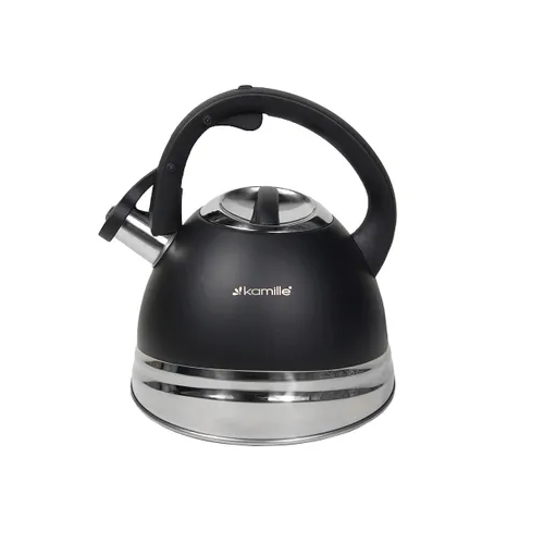 Чайник 3л нержавіюча сталь зі свистком з ручкою "soft-touch" чорний 860 KAMILLE Житомир - фото 1