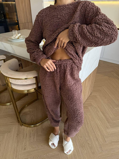 Жіноча затишна піжама-двійка: кофта та штани махра тедді Шоколадний, 42/46 Одеса - фото 6