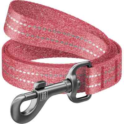 Поводок для собак WAUDOG Re-cotton светоотражающий L-XL Ш 25 мм Д 200 см красный (03203) Винница