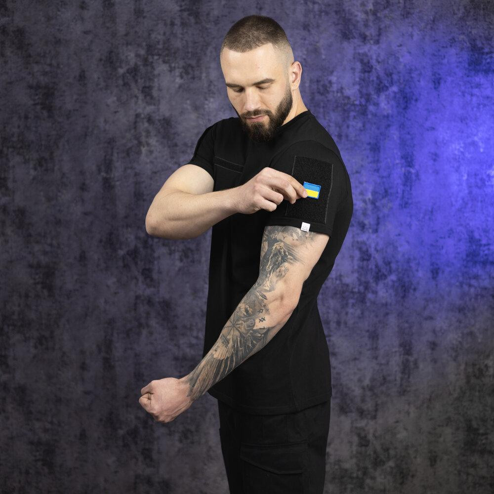 Футболка чоловіча однотонна чорна Pobedov Peremoga Військова Київ - фото 3