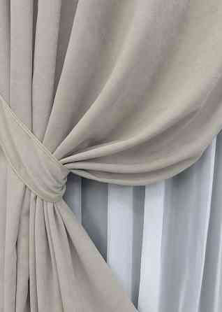 Комплект готовых штор VR-Textil Микровелюр Petek YL № 1803ш Светло-серый 150х295 см 2 шт (33-0777) Киев