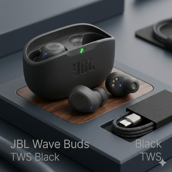 Наушники JBL Wave Buds TWS Black, Bluetooth 5.3, ANC, 48 ч, IP54, 4 микрофона, JBL Pure Bass Киев