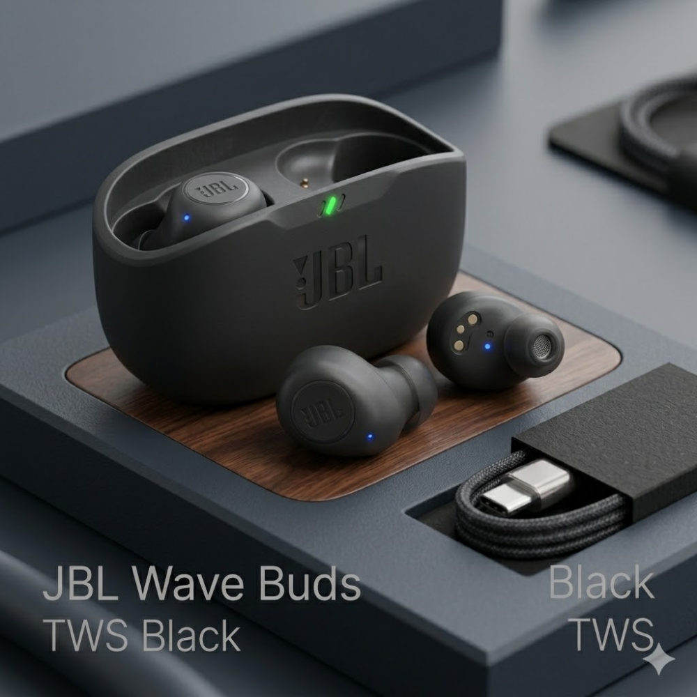 Наушники JBL Wave Buds TWS Black, Bluetooth 5.3, ANC, 48 ч, IP54, 4 микрофона, JBL Pure Bass Киев - изображение 3