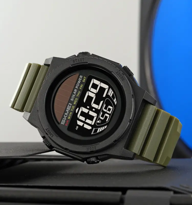 Часы мужские наручные на солнечной батарее Skmei 2358 solar (Зеленый с черным) Киев - изображение 4
