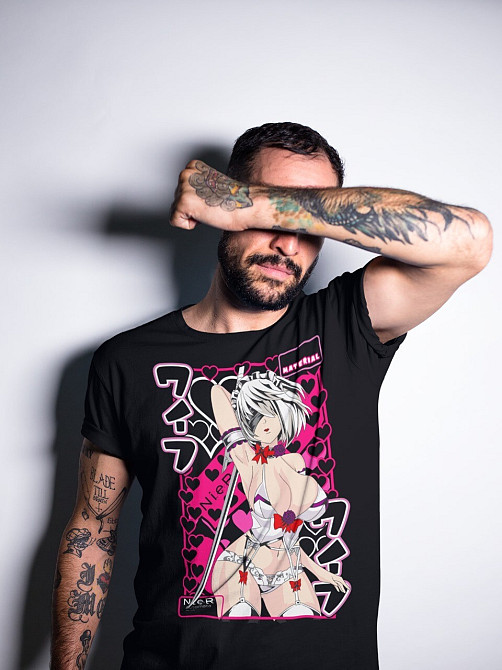 Футболка для мальчика аниме Аниме Кйбер Пунк Ниер оверсайз (рост от 165 до 180 ) Черний AnimeJ0212m Днепр - изображение 3
