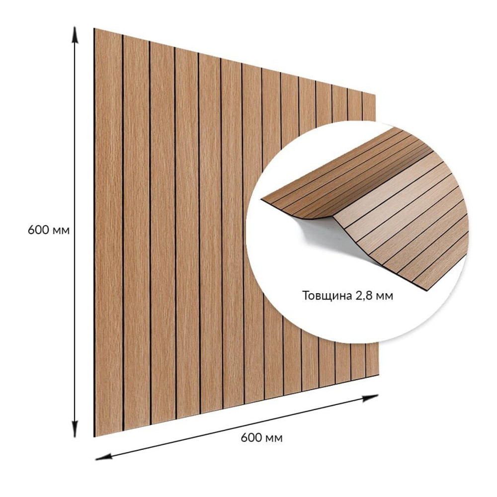 Покрытие виниловое самоклеющееся 3D рейки 600х600х2,8мм Теплый янтарь SW-00002205 Днепр - изображение 3