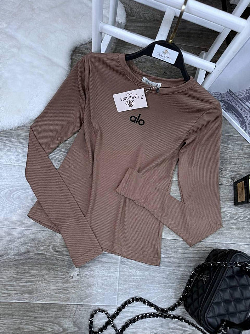 Женский стильный лонгслив с накатом Турецкий рубчик Шоколад, 42/44 Одесса - изображение 1