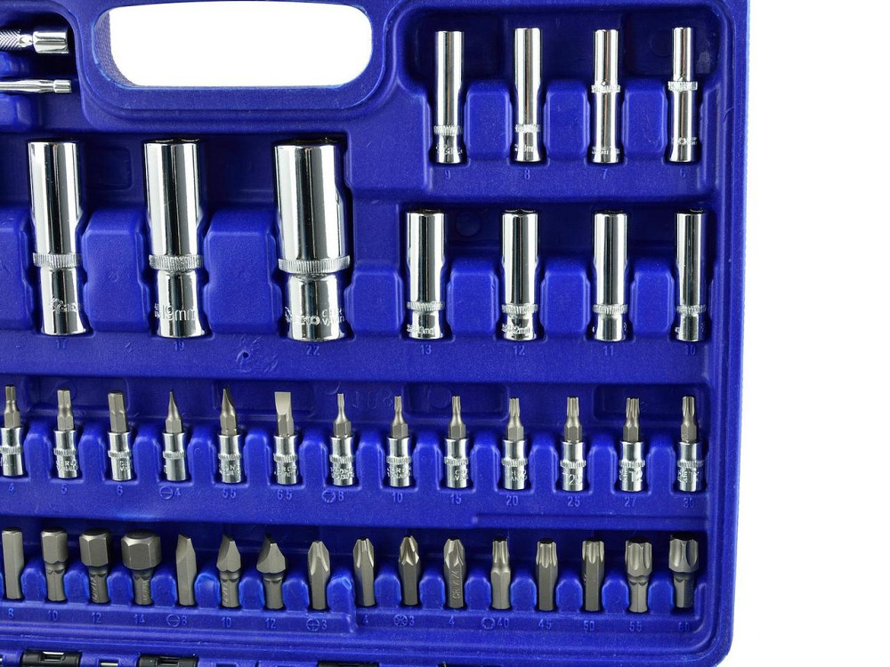 Набір головок торцевих "GeKo" (к-т 108 шт.) 1/2", 1/4", 8-32 мм з трищіткою Київ - фото 6