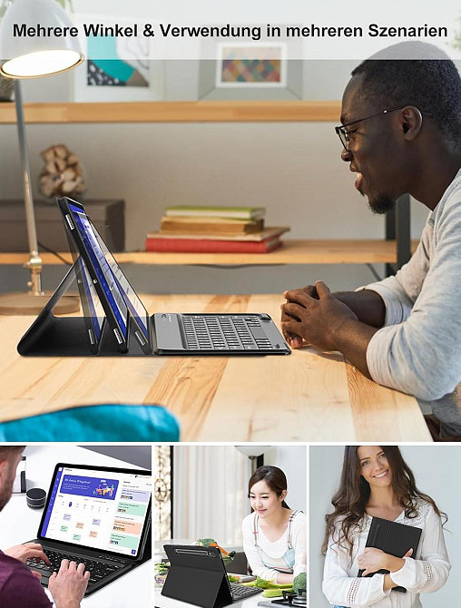 Противоударный чехол-книга IVEOPPE с клавиатурой Samsung Galaxy Tab S7 FE/S7+/S8+ 12.4