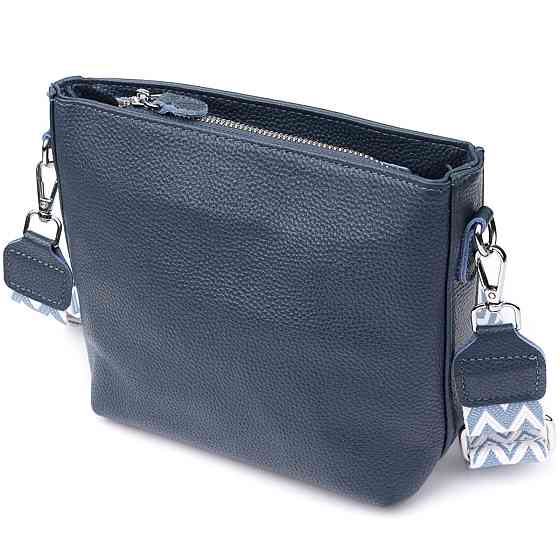 Повседневная женская сумка на плечо из натуральной кожи Vintage 22911 Голубой Киев