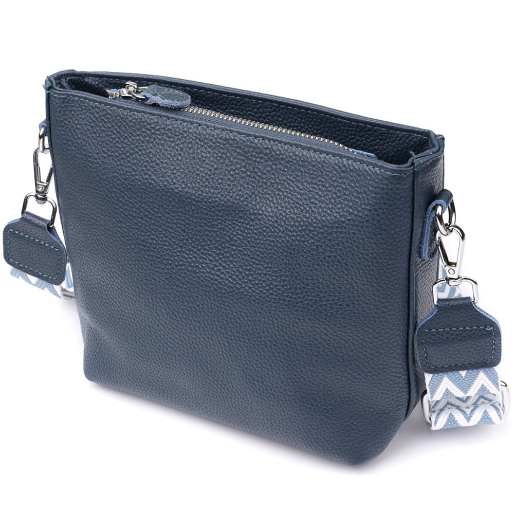 Повседневная женская сумка на плечо из натуральной кожи Vintage 22911 Голубой Киев - изображение 2