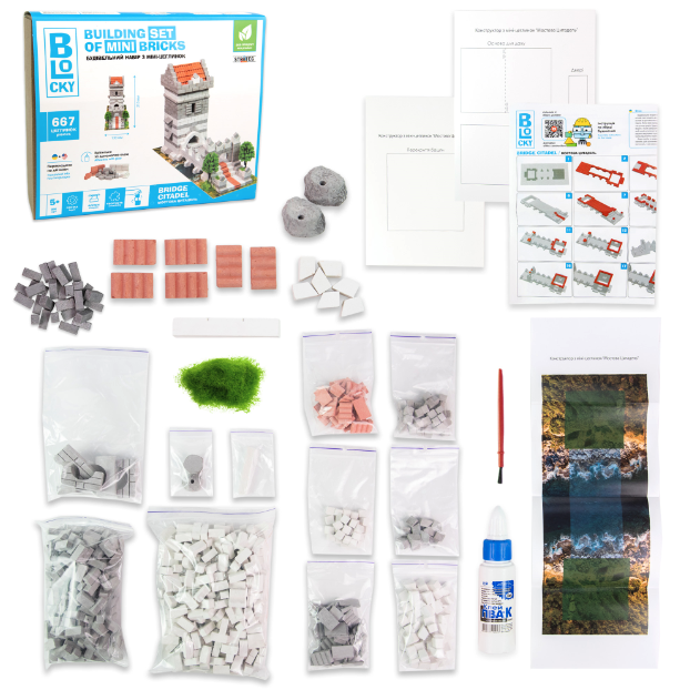 Будівельний набір для творчості з міні-цеглинок BLOCKY Мостова Цитадель Strateg (31026), шт Киев - изображение 1