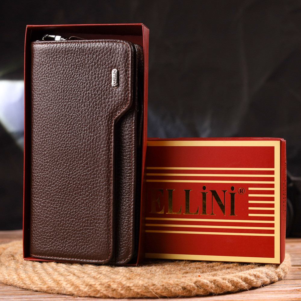 Оригінальне портмоне клатч із натуральної шкіри CANPELLINI 21537 Коричневе Київ - фото 1